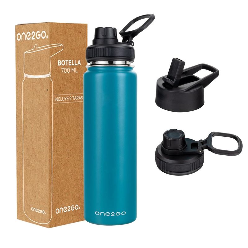 BUFFER FLASK - Termo Botella Agua Termica Inox 700 + 2 Tapas - Verde-.-