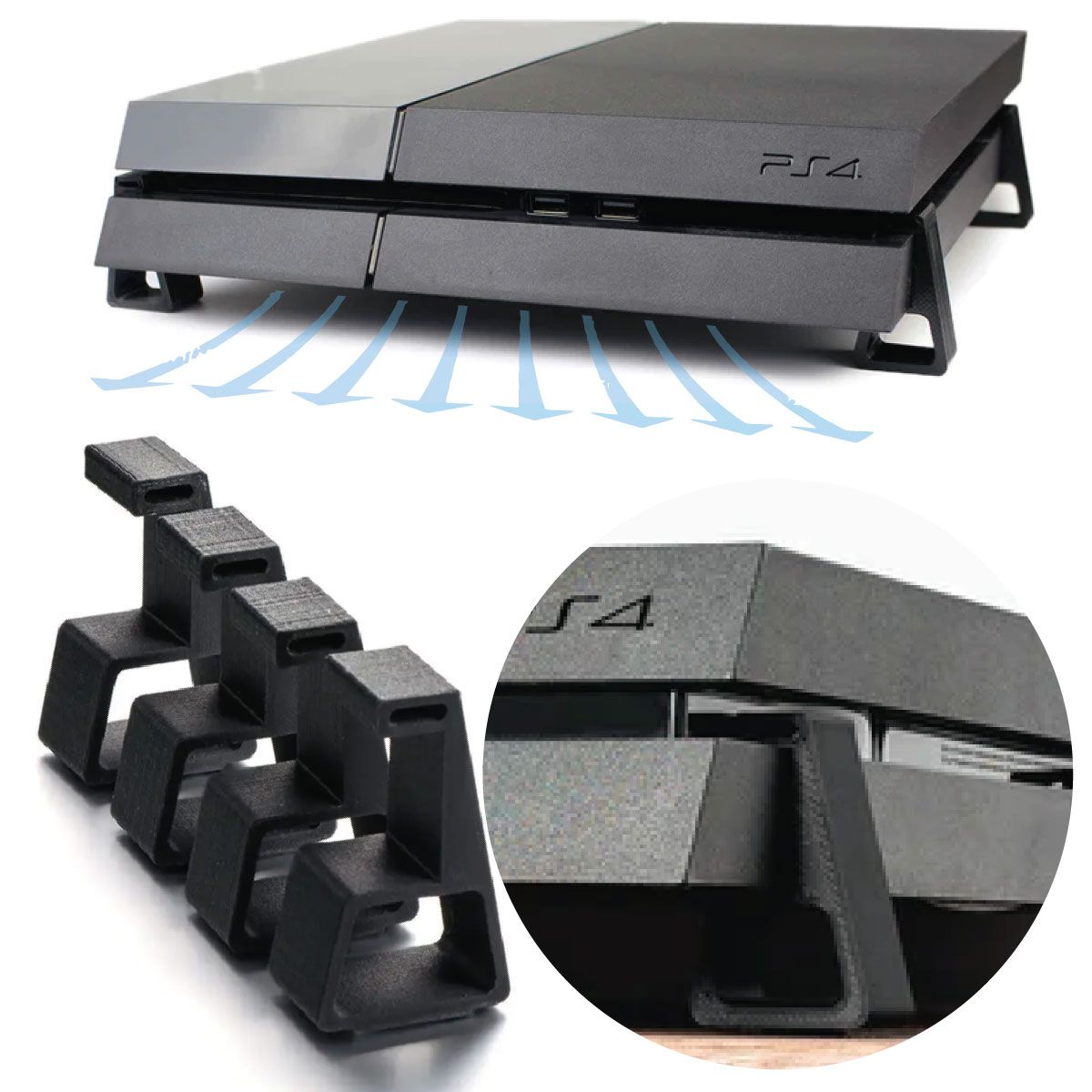 GENERICO - Soporte Base Elevadora Para Ps4 Fat PlayStation Negro.