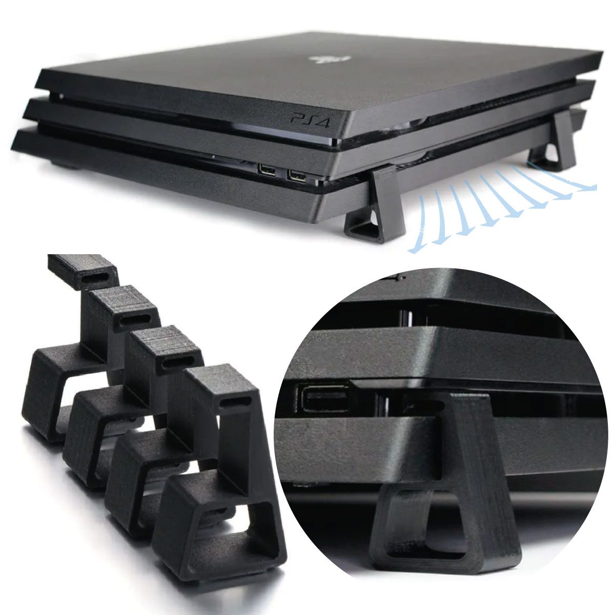 GENERICO - Soporte Base Elevadora Para Ps4 Pro PlayStation Negro.
