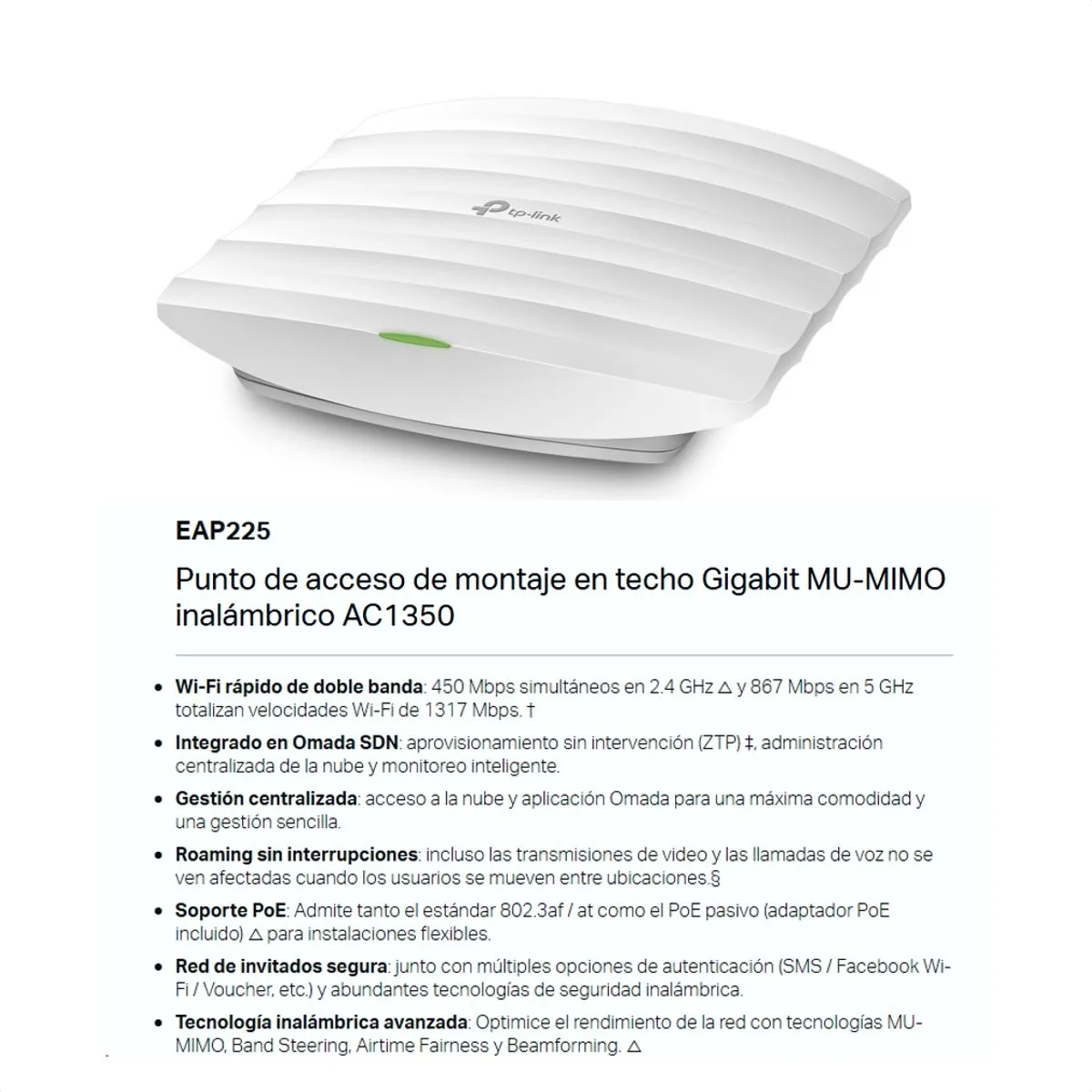 TP LINK - Access Point De Techo Wifi Gigabit AC1350 Tp-link Eap225