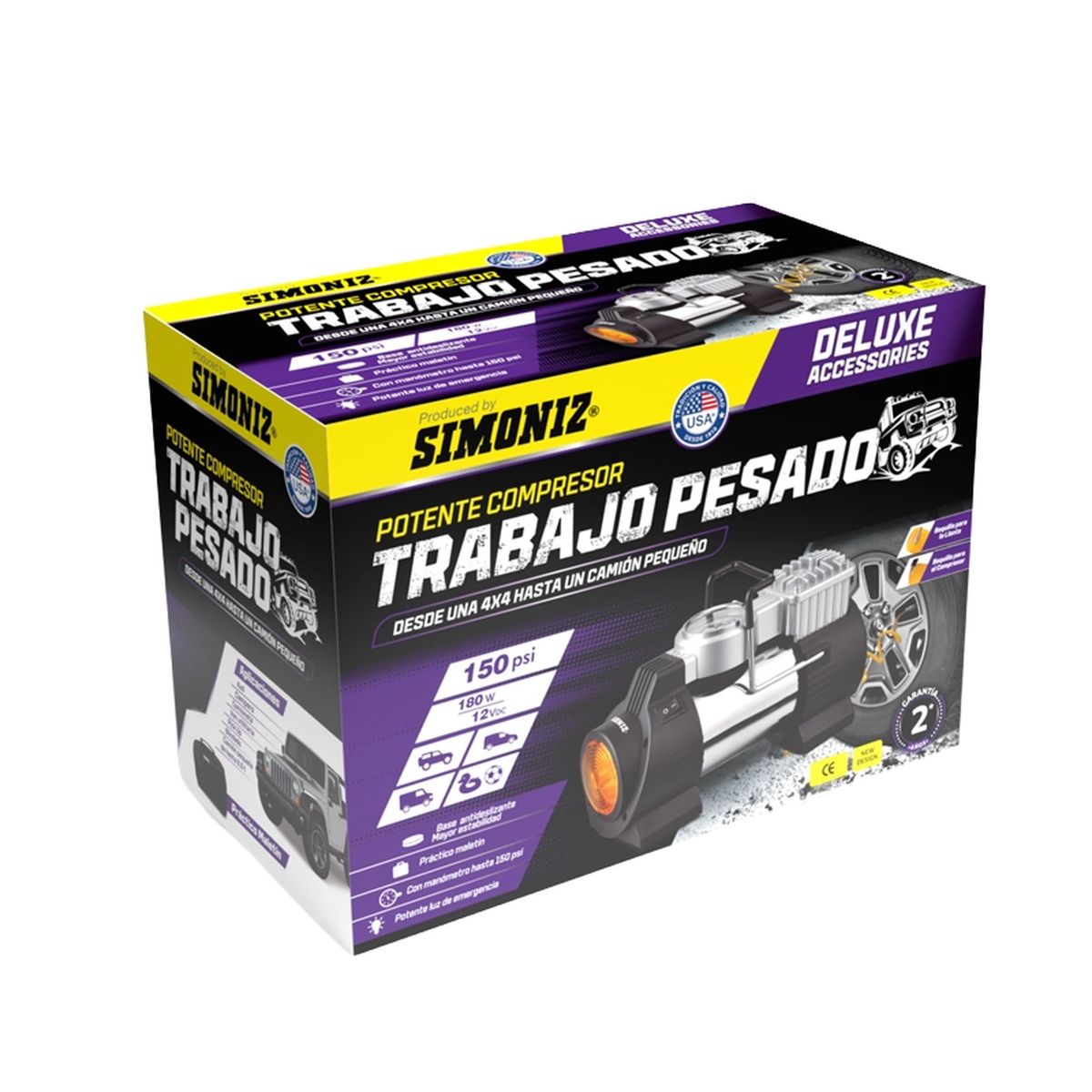 SIMONIZ - Compresor Trabajo Pesado SIMONIZ Full Equipo 180 w 12Vdc 150 psi