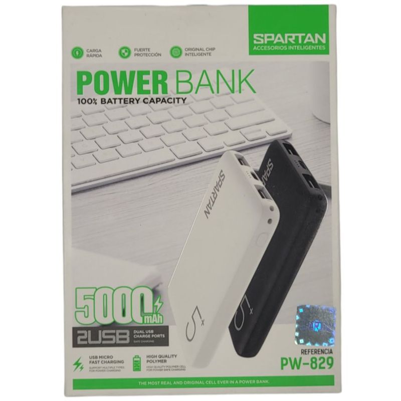 SPARTAN - Batería Portátil Para Celular Power Bank 100% Capacidad De La Batería