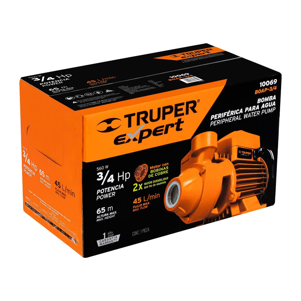 TRUPER - MOTOBOMBA PERIFÉRICA 1 x1 3/4HP 45L/M TRUPER 10069