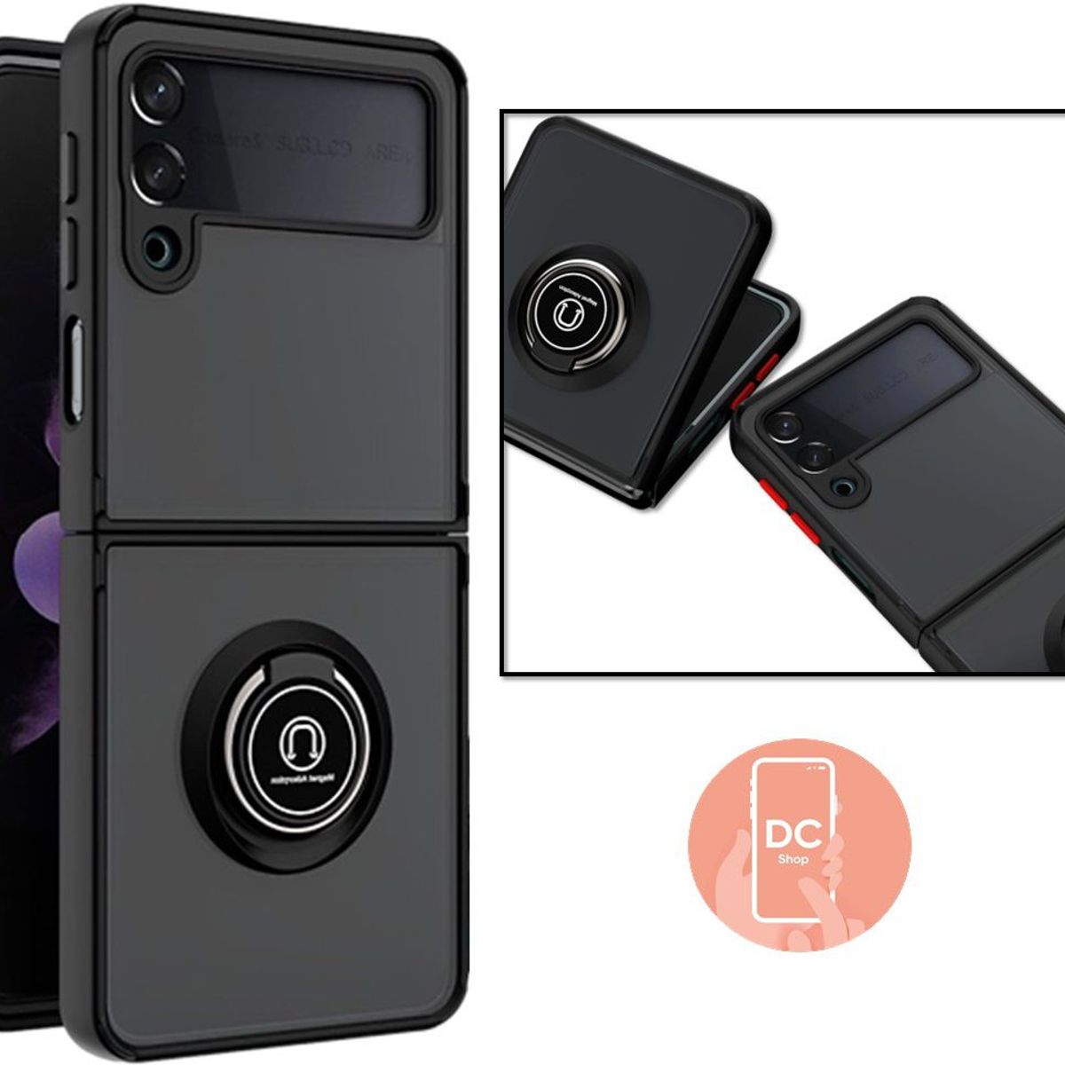 GENERICO - Funda Antishock Mate con Anillo Soporte Protector Samsung Z Flip 3