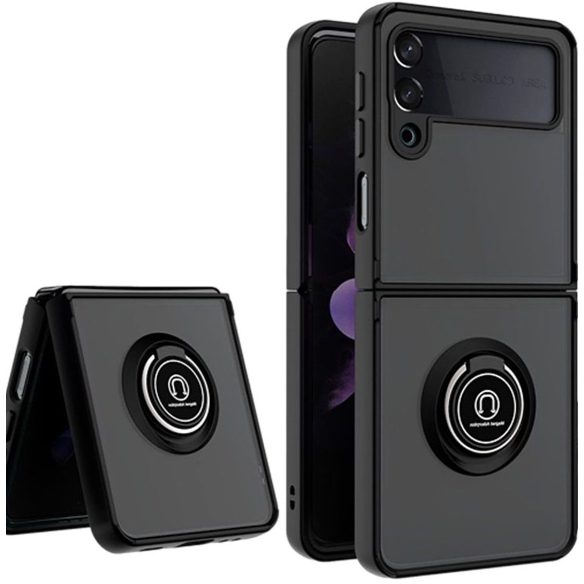 GENERICO - Funda Estuche Mate Con Anillo Compatible Samsung Z Flip 4 Negro