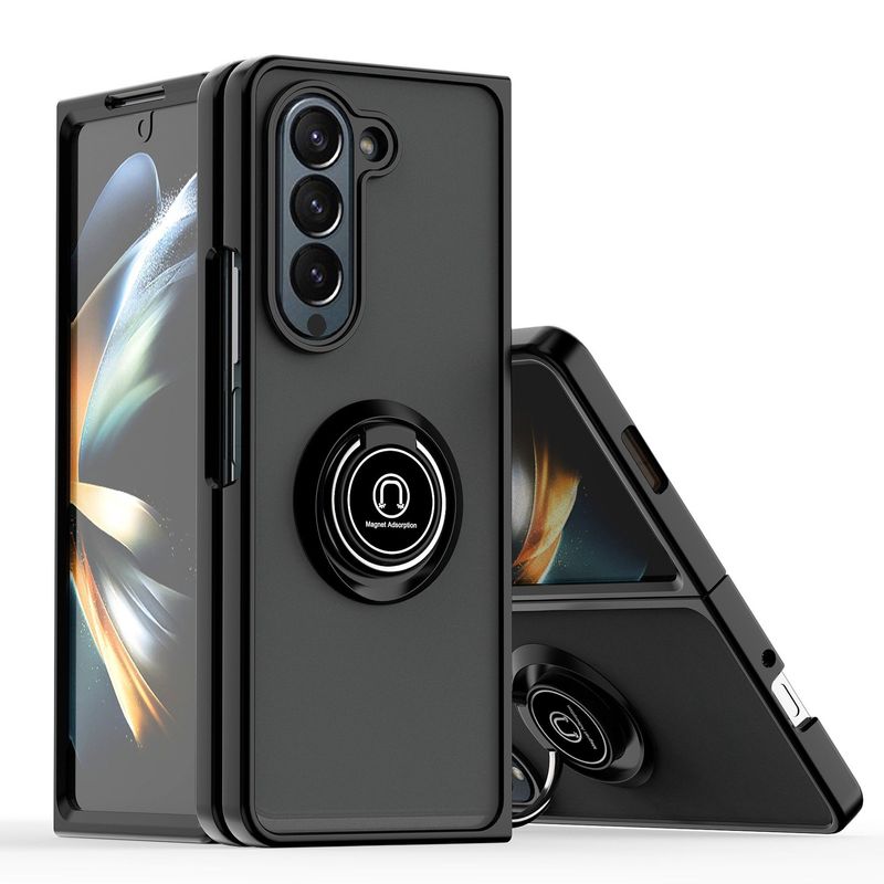 GENERICO - Funda Estuche Mate Con Anillo Compatible Samsung Z Fold 5 Negro