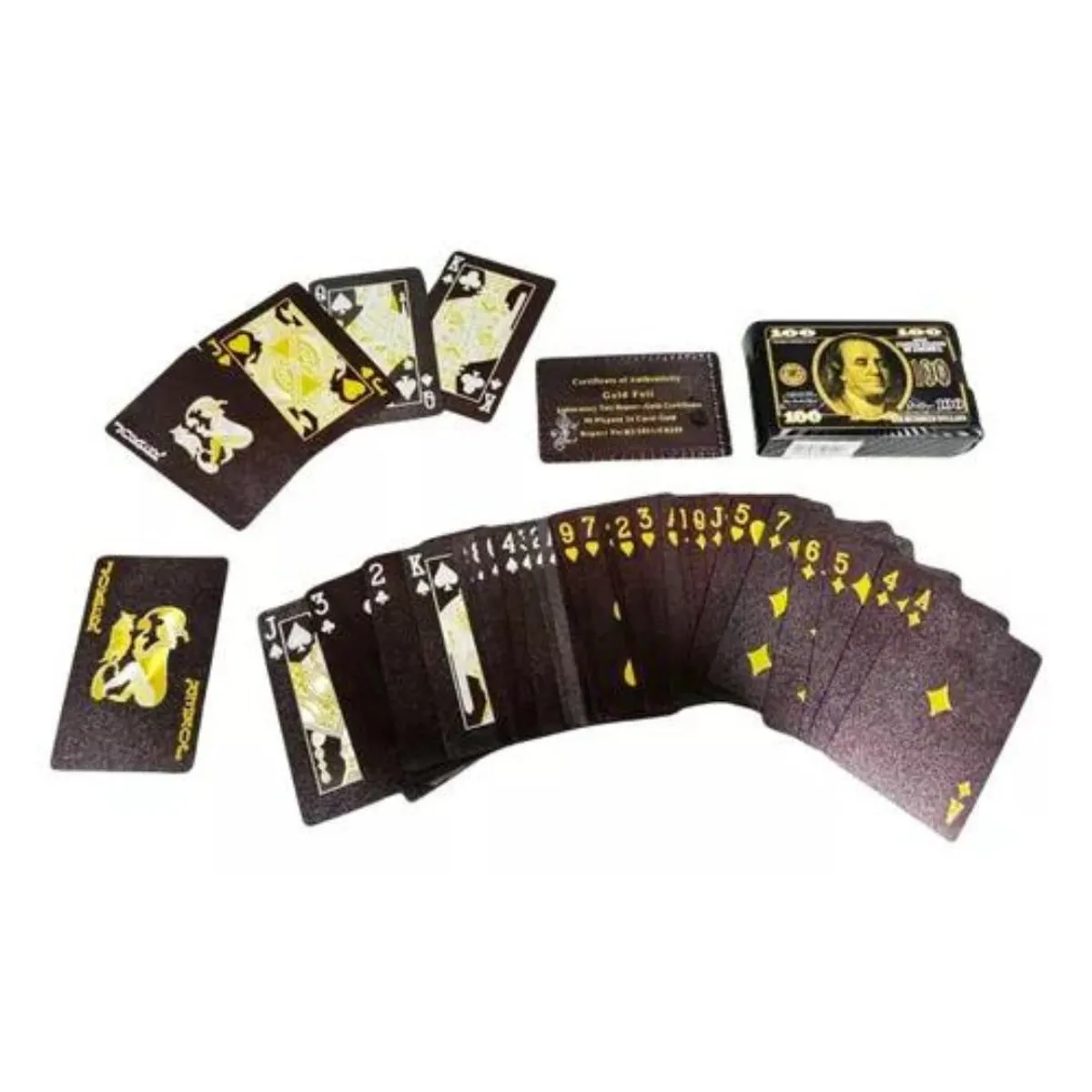 MAZUGI - Poker Cartas Casino Profesional Negro Dólar Juego Mesa
