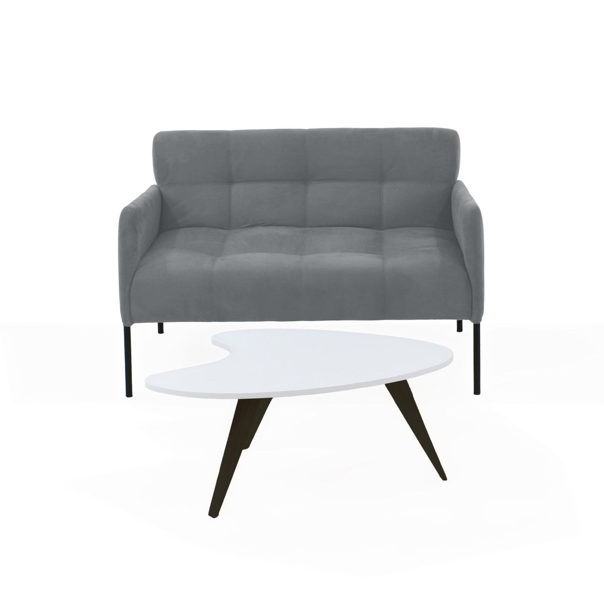 VENECIA - Sofá Olivia con Mesa de Centro Oslo Tela Gris