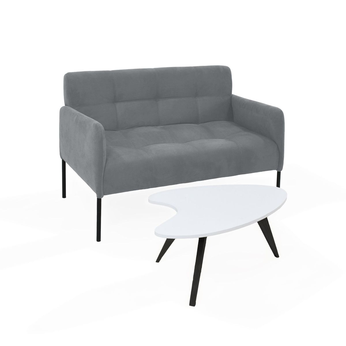 VENECIA - Sofá Olivia con Mesa de Centro Oslo Tela Gris