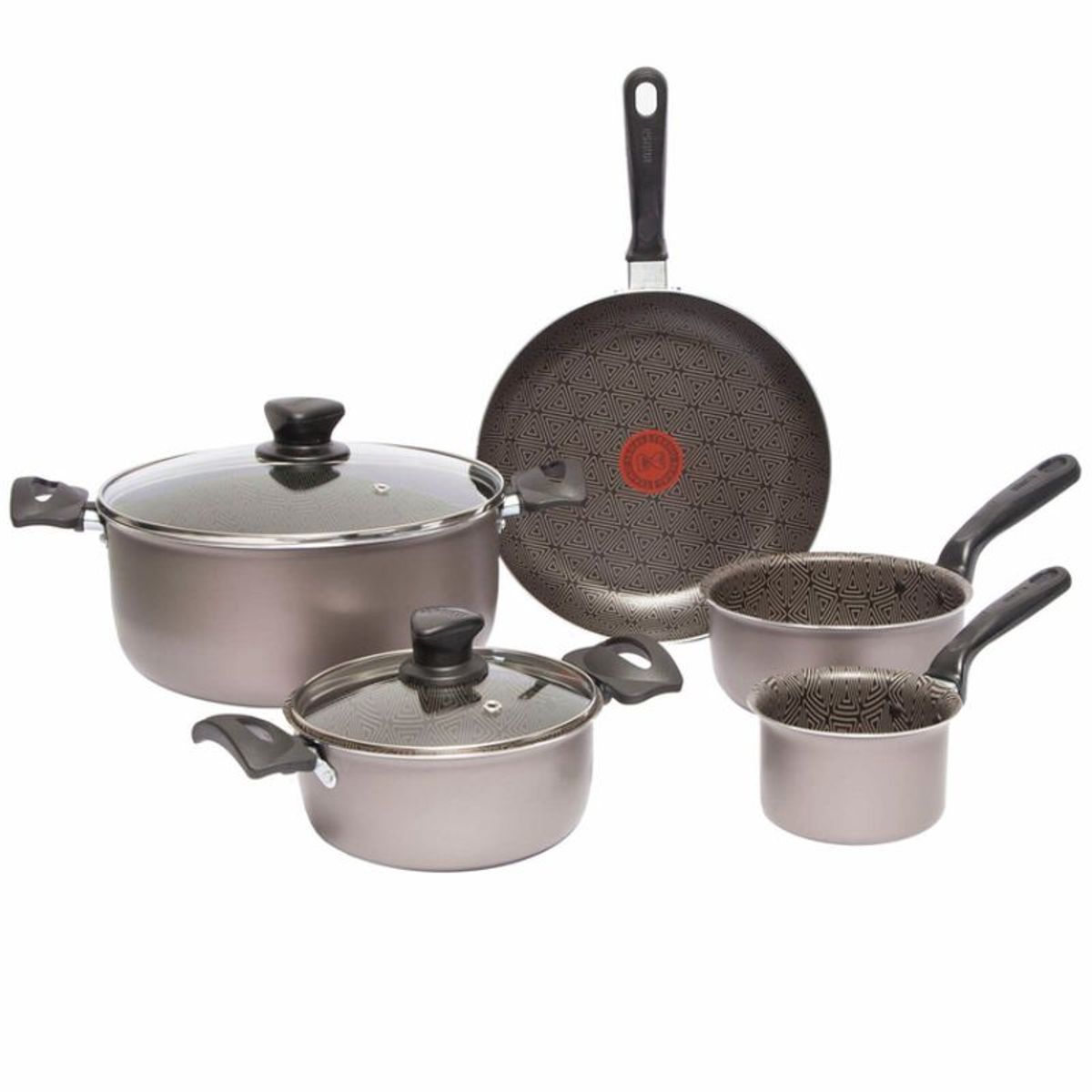 IMUSA - Batería de Cocina 7 Piezas IMUSA Antiadherente con Tapa de Vidrio