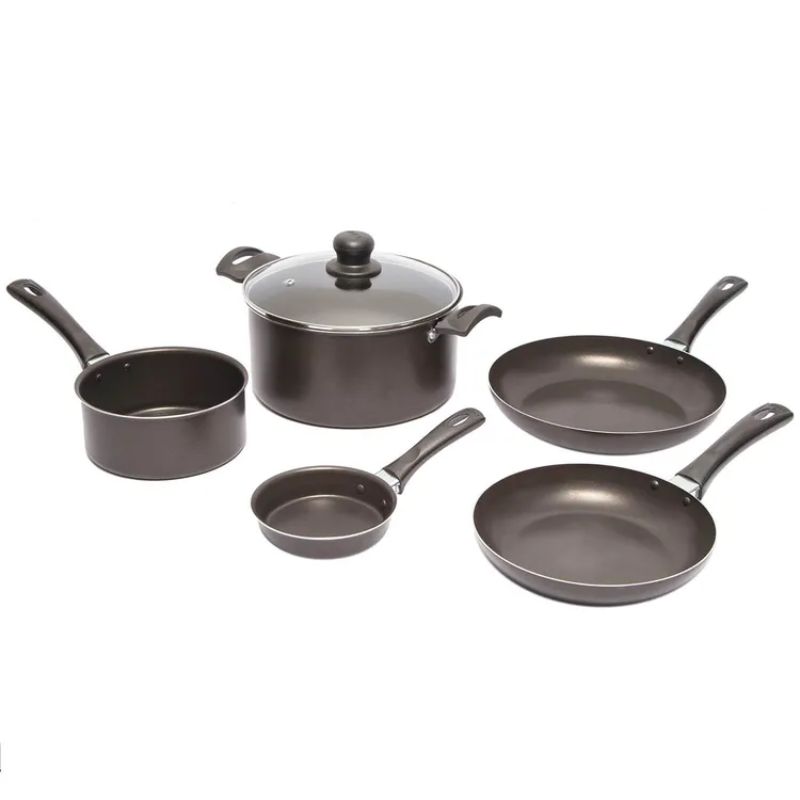 IMUSA - Batería de Cocina 6 Piezas IMUSA Antiadherente Tapa de Vidrio Smart