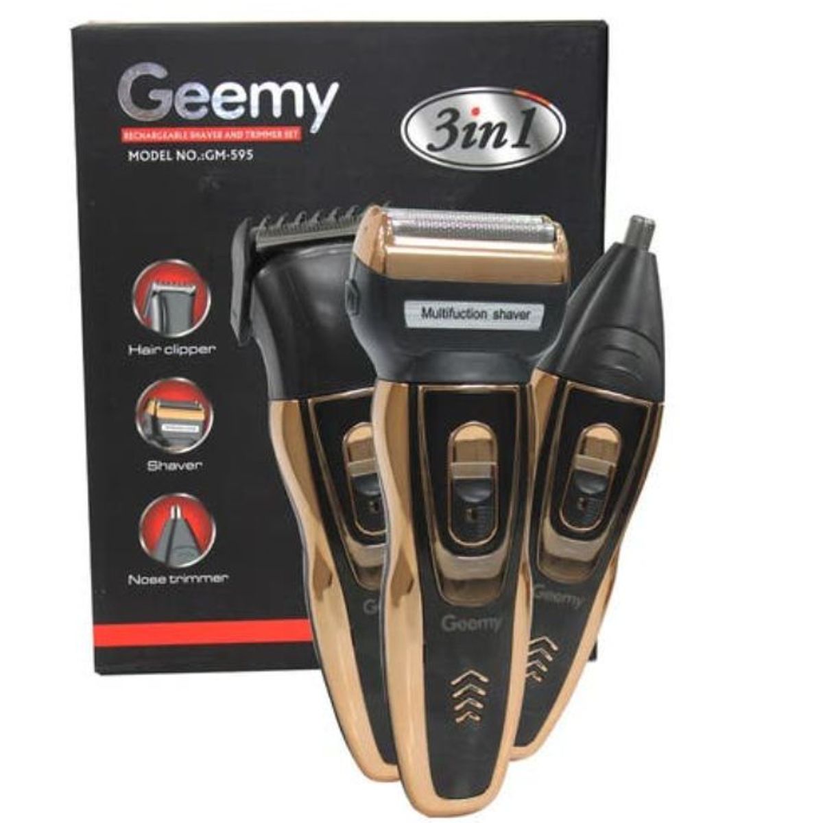 GEMEI GEEMY - Maquina De Corte, Shaver, Patillera Inalambrica GEEMY 3 En 1