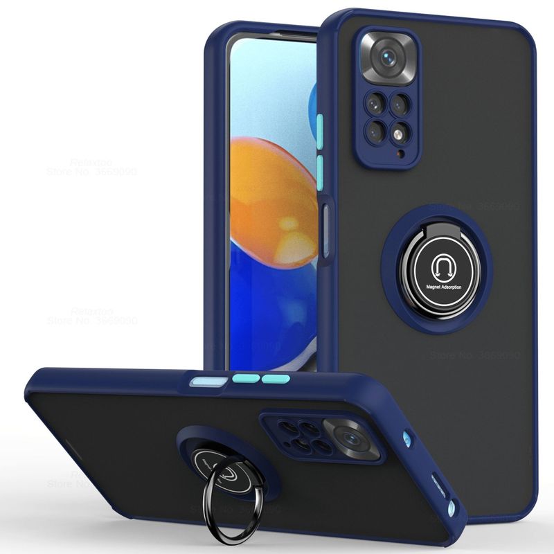 GENERICO - Funda Estuche Mate Con Anillo Compatible Xiaomi Note 11 Pro Azul