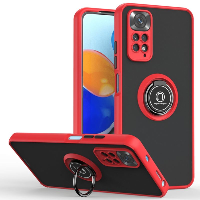 GENERICO - Funda Estuche Mate Con Anillo Compatible Xiaomi Note 11 Pro Rojo