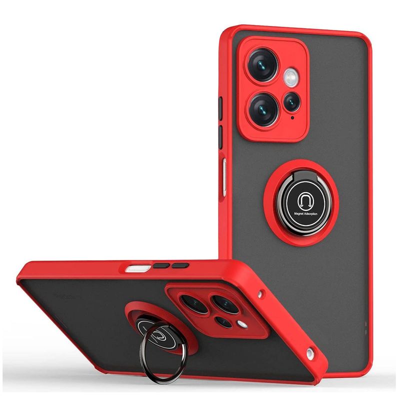 GENERICO - Funda Estuche Mate Con Anillo Compatible Xiaomi Note 12 4G Rojo