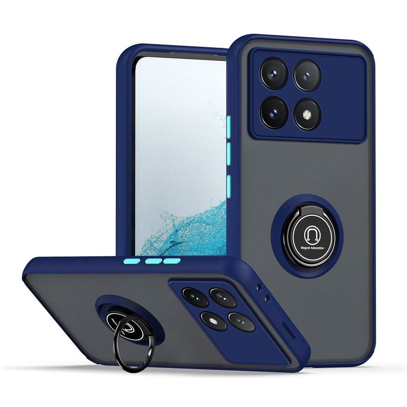 GENERICO - Funda Estuche Mate Con Anillo Compatible Xiaomi Poco X6 Pro 5G Azul