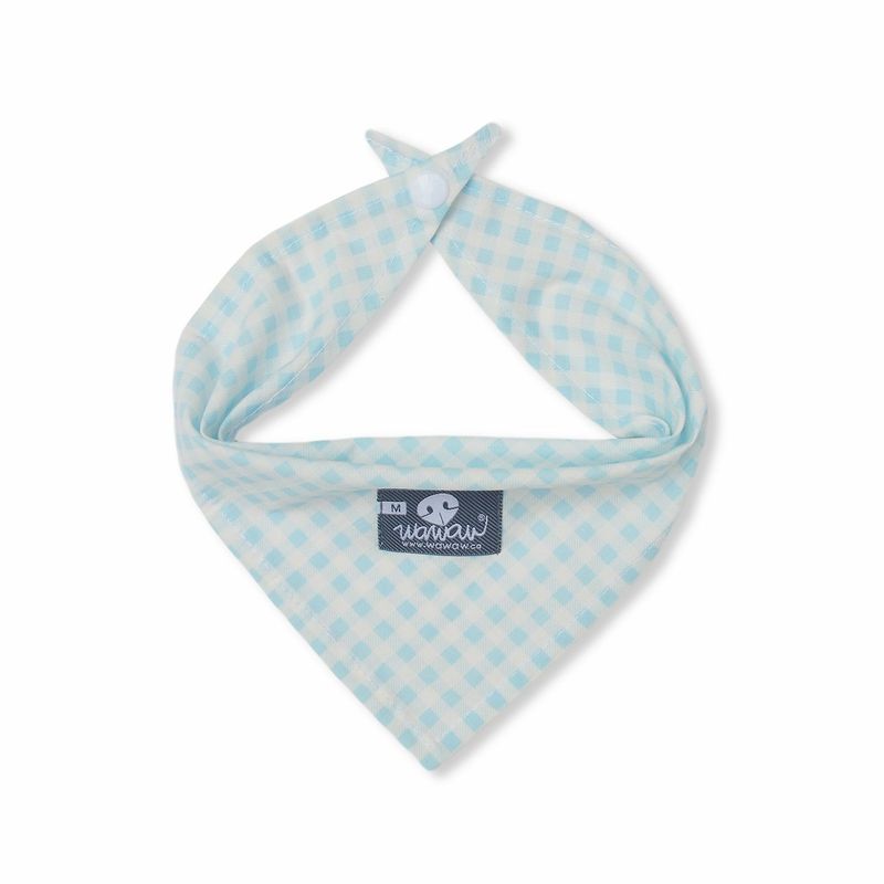 WAWAW - Pañoleta para perro talla M cuadros celeste y blanco Wawaw
