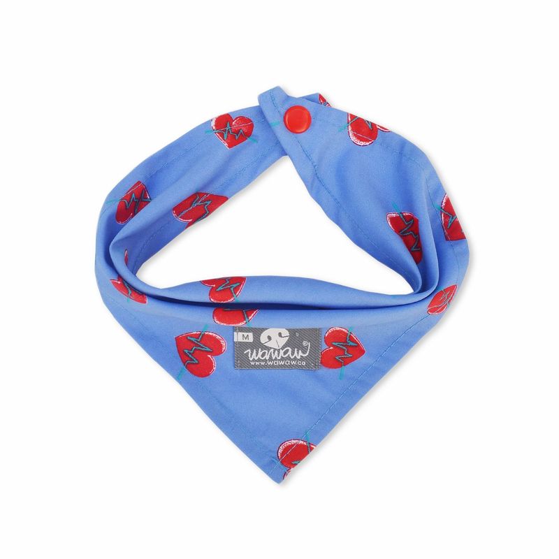 WAWAW - Pañoleta para perro talla S azul corazones rojos Wawaw
