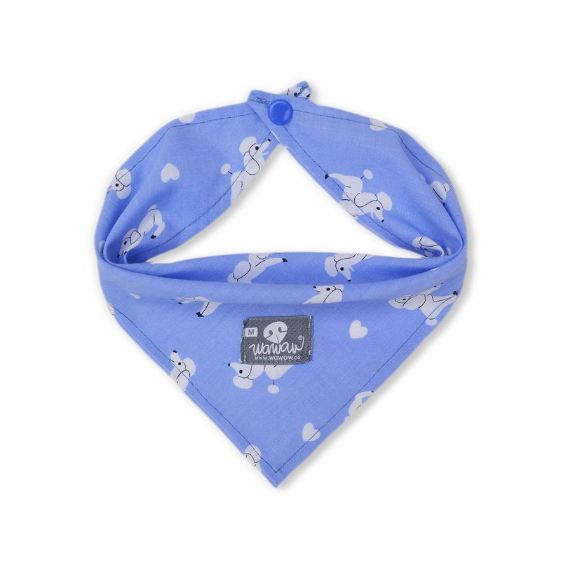 WAWAW - Pañoleta para perro talla S azul perritos blancos Wawaw