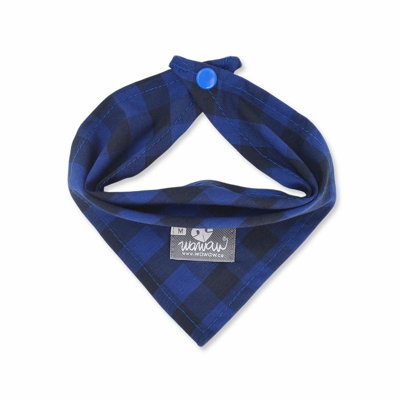 WAWAW - Pañoleta para perro talla S cuadros azul rey y negro Wawaw