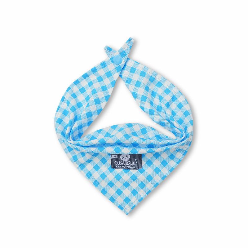 WAWAW - Pañoleta para perro talla S cuadros blanco y aguamarina Wawaw
