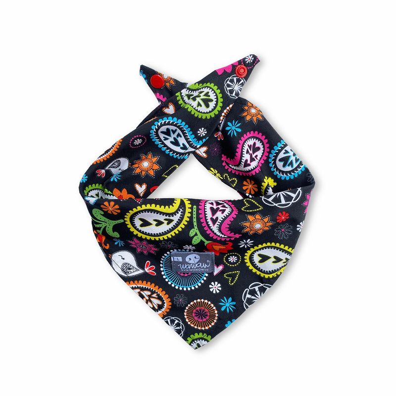 WAWAW - Pañoleta para perro talla S negras paisley colores Wawaw