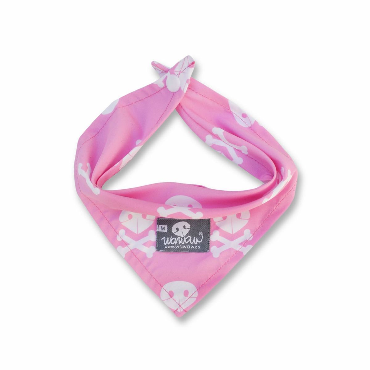WAWAW - Pañoleta para perro talla S sub rosa calaveras blancas Wawaw