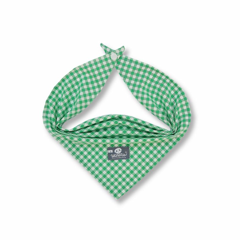 WAWAW - Pañoleta para perro talla XL verde cuadros blancos Wawaw
