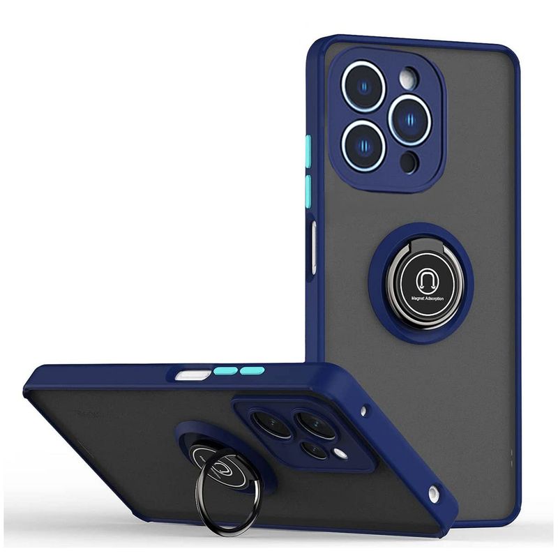 GENERICO - Funda Estuche Mate Con Anillo Compatible Xiaomi Redmi 12 4G Azul