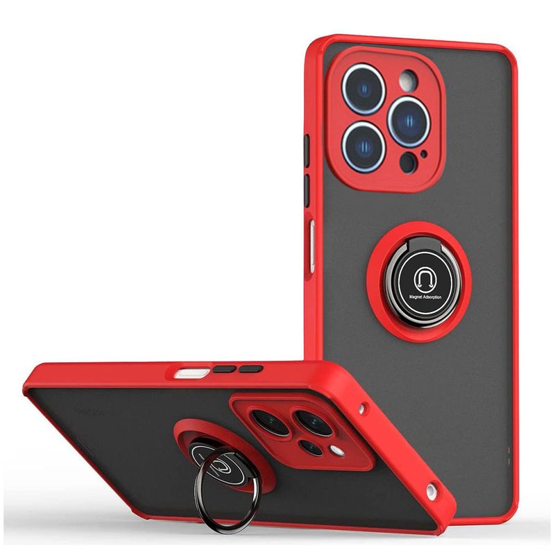 GENERICO - Funda Estuche Mate Con Anillo Compatible Xiaomi Redmi 12 4G Rojo