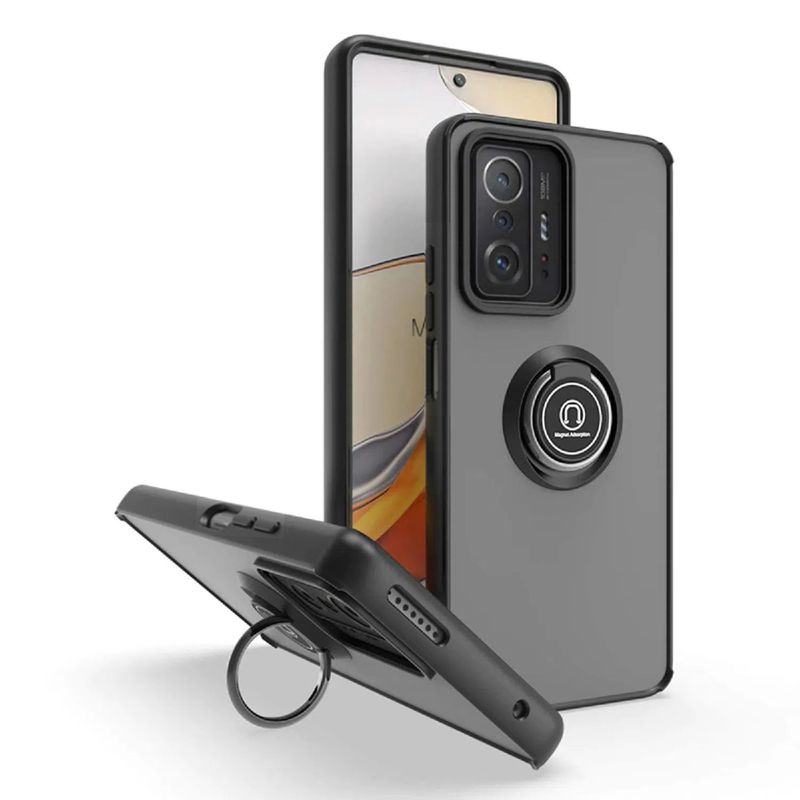 GENERICO - Funda Estuche Mate Con Anillo Compatible Xiaomi 11T y 11T Pro Negro