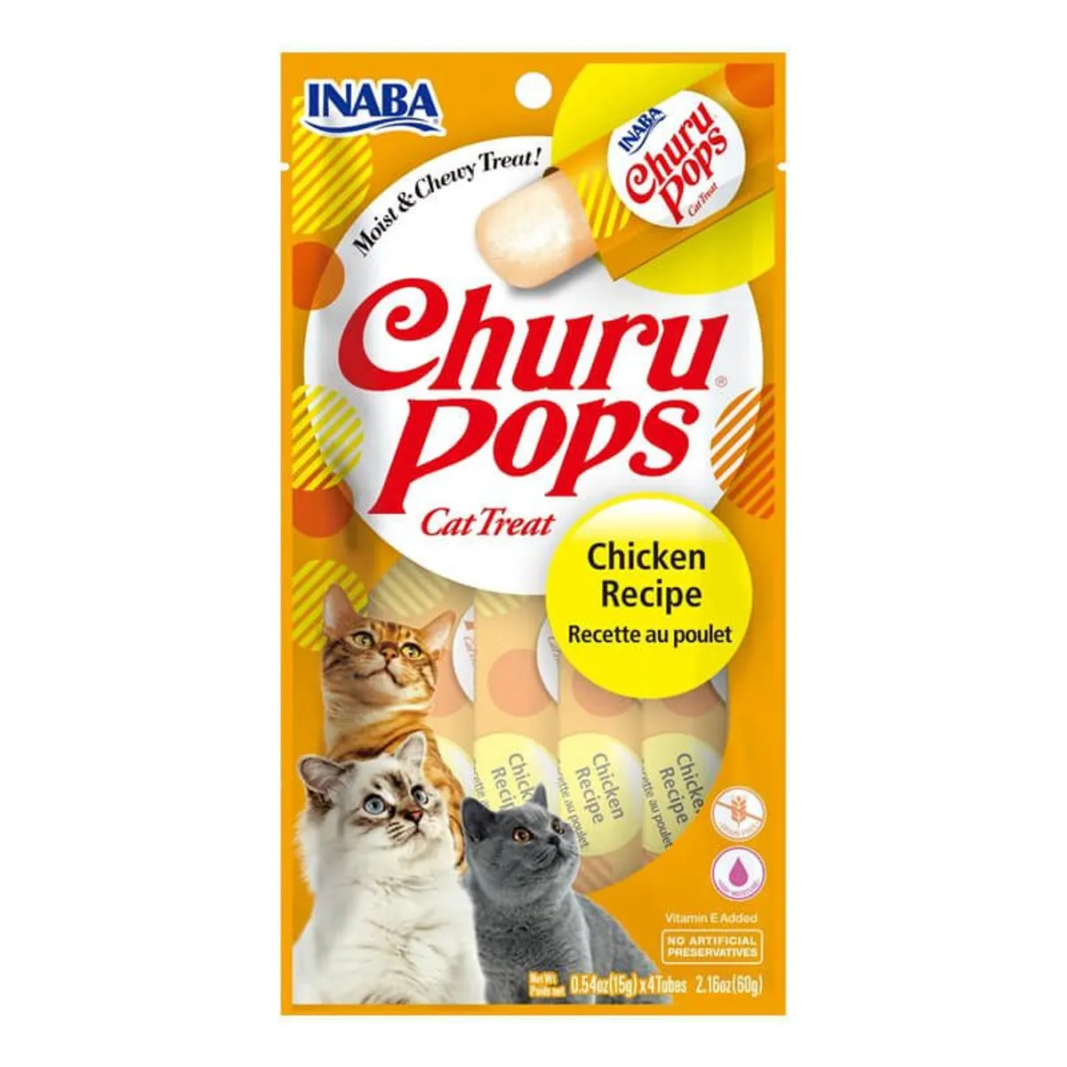 GENERICO - Inaba Ciao Churu Pops Pollo - Snack Premio Gato - 4 Tubos
