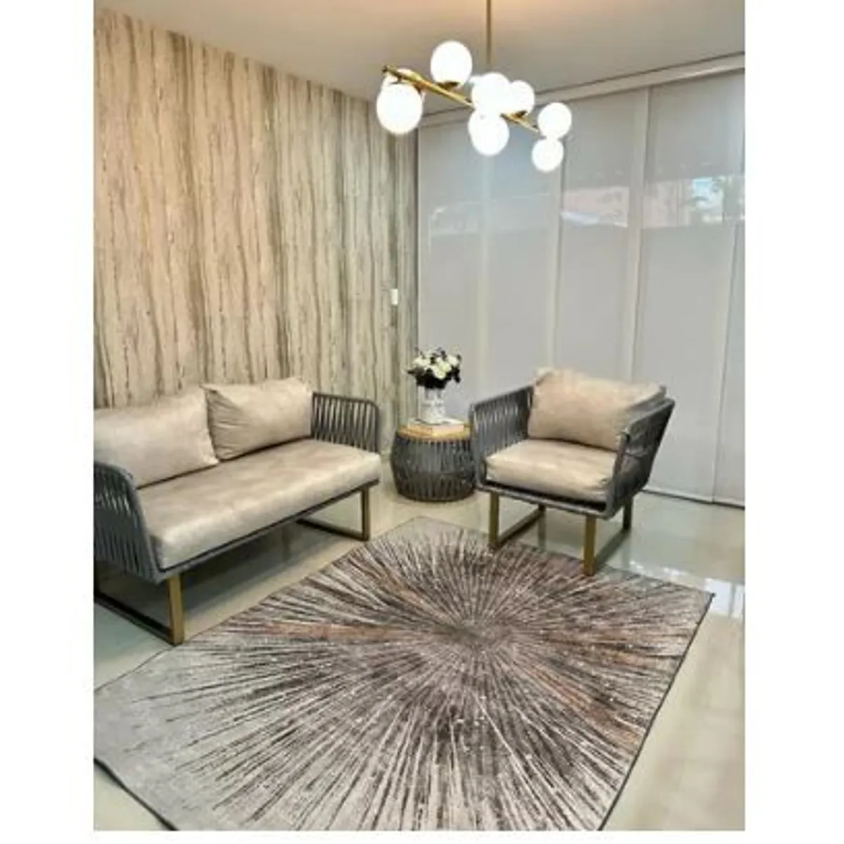 AMERICO SHOP - Tapete Decorativo Moderno 150x200 cm Diseño Grisaceo