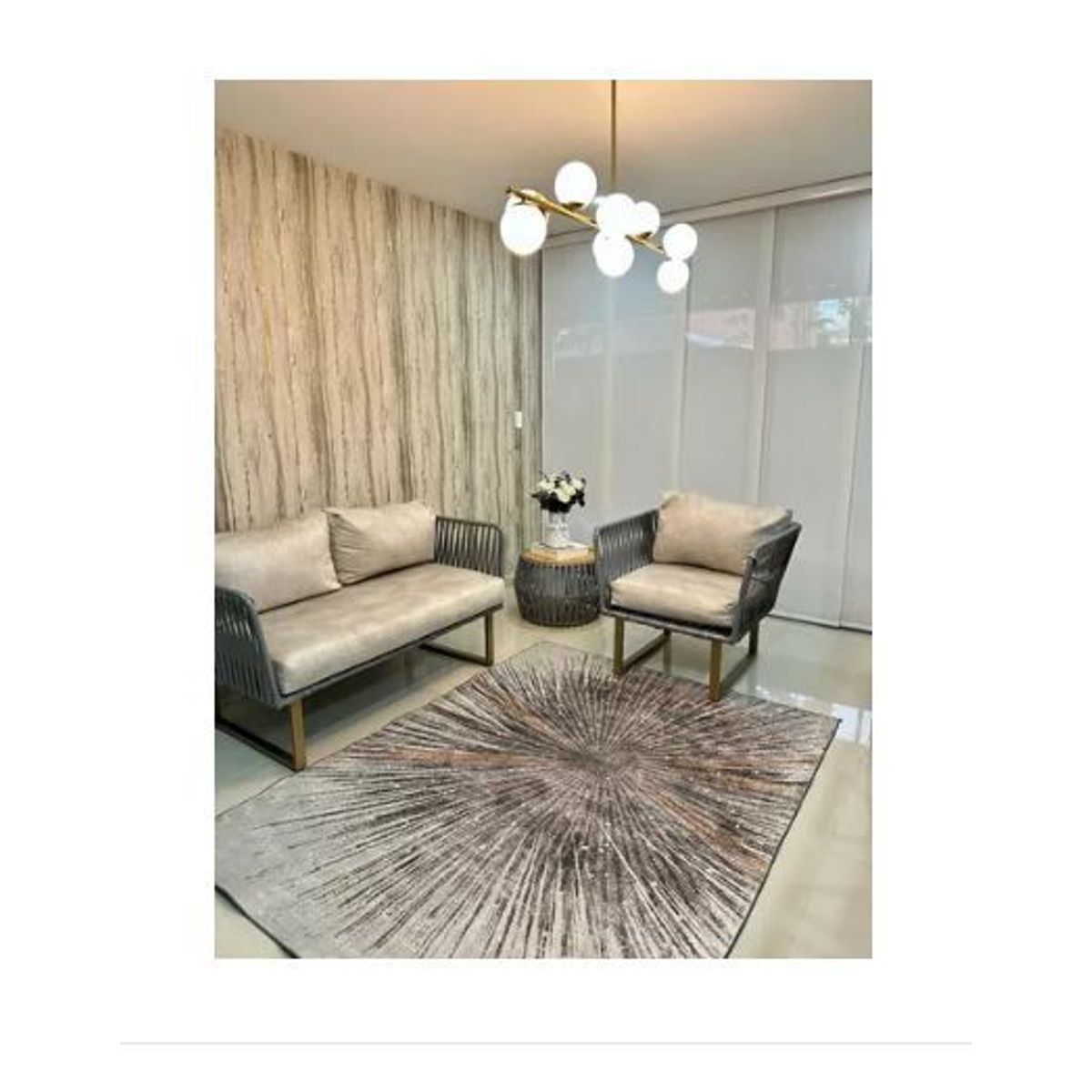 AMERICO SHOP - Tapete Decorativo Moderno 150x200 cm Diseño Grisaceo