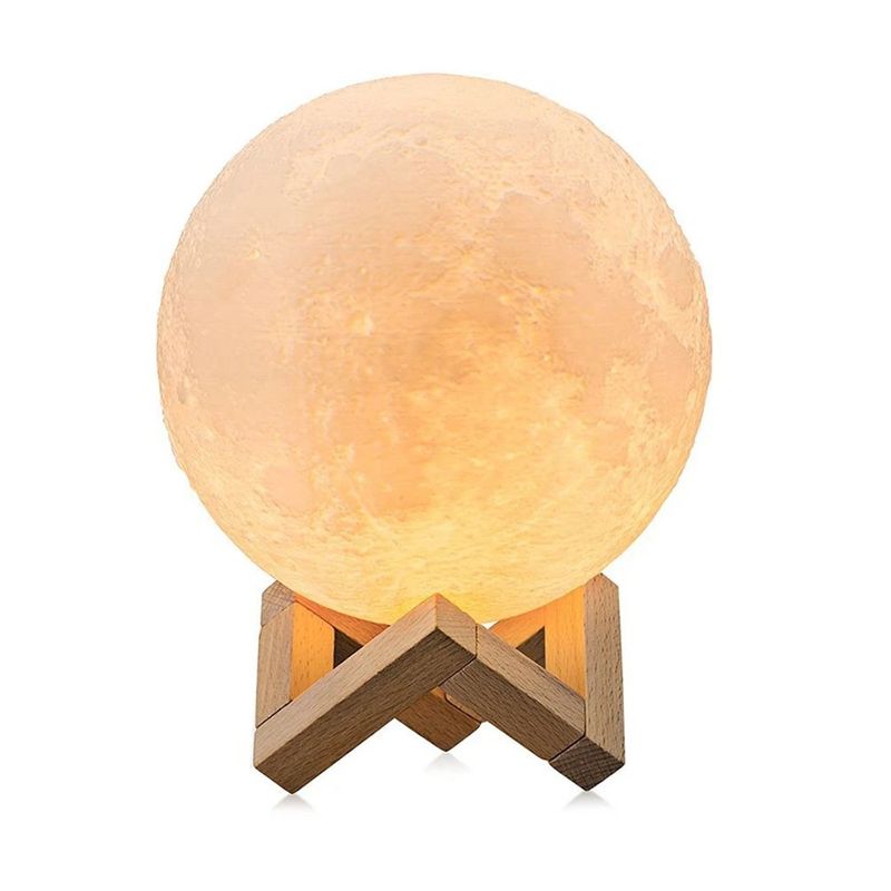 GENERICO - Lampara Luna Llena 3d Velador 16 Colores 15cm Biodegradable