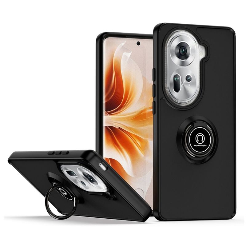 GENERICO - Funda Estuche Mate Con Anillo Compatible Con Oppo Reno 11 5G Negro