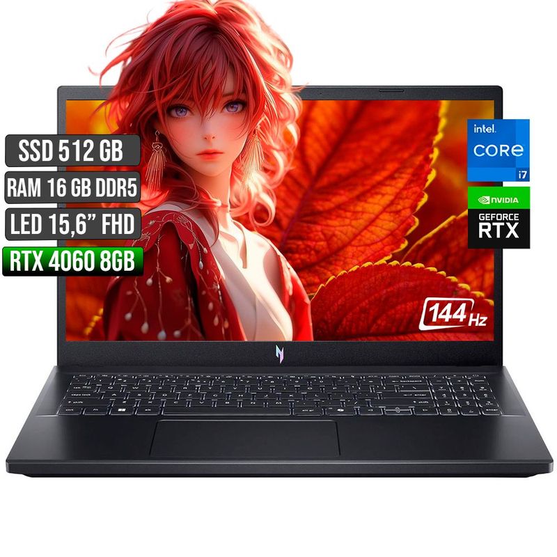 ACER - ACER NITRO INTEL CORE I7-13620H RTX 4060 8GB SSD 512GB RAM 16GB LED 15,6" FULL HD 144Hz