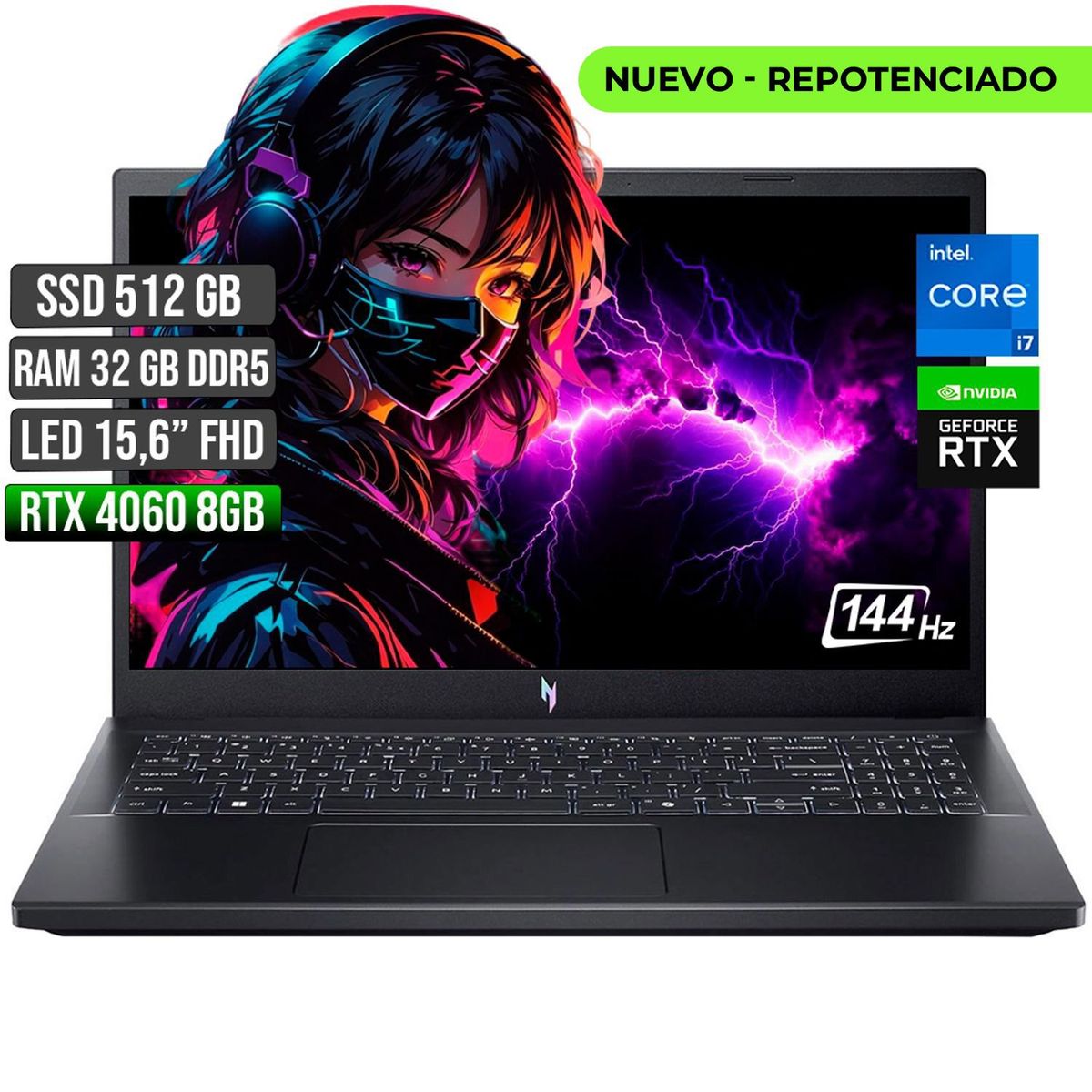 ACER - ACER NITRO INTEL CORE I7-13620H RTX 4060 8GB SSD 512GB RAM 32GB LED 15,6" FULL HD 144Hz