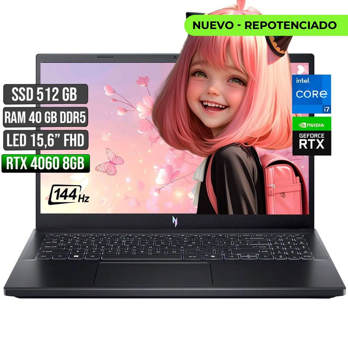ACER - Portátil Acer Nitro Intel Core I7 RTX 4060 40GB 512GB 15.6" FHD