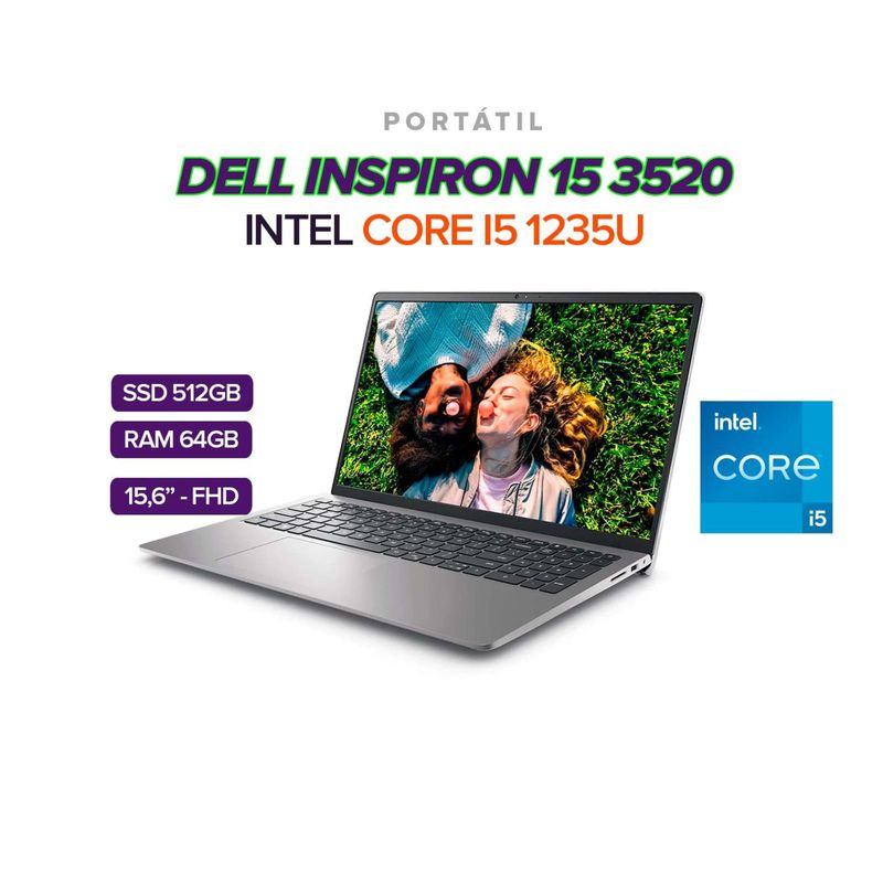 DELL - PORTATIL DELL INSPIRON 3520 15.6" INTEL CORE I5 1235U 64GB/ SSD 512GB M.2 / COMBO TECLADO Y MOUSE