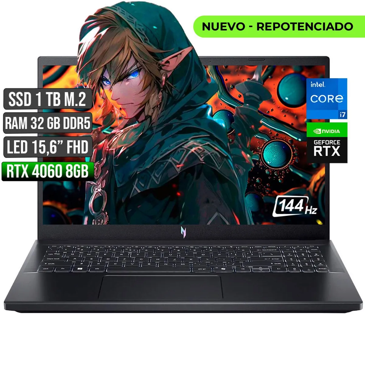 ACER - Portátil Acer Nitro Intel Core I7 RTX 4060 32GB 1TB 15.6" FHD