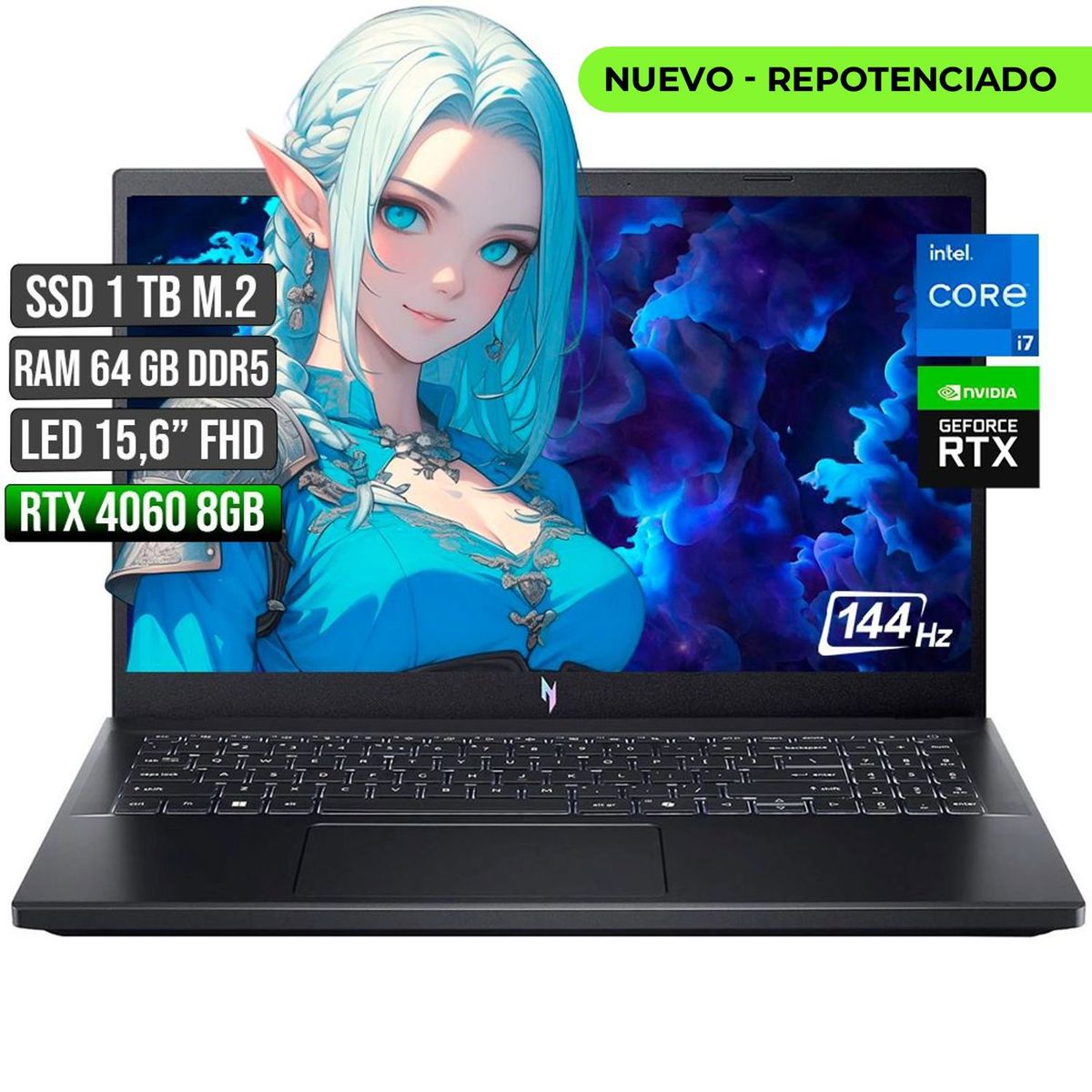 ACER - Portátil Acer Nitro I7-13620H RTX 4060 8GB SSD 1TB RAM 64GB 15.6"