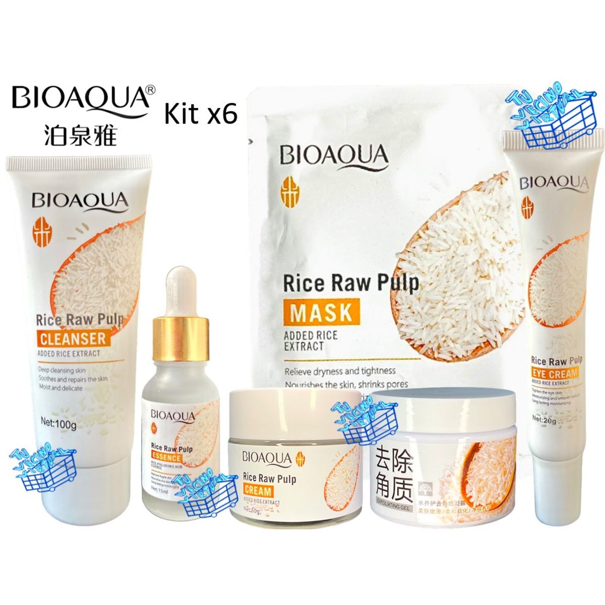 BIOAQUA - Kit Facial Arroz x6 Bioaqua