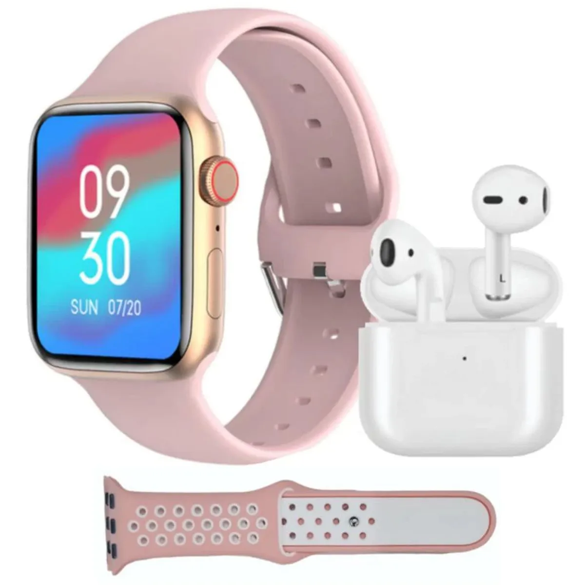 ONE PIXEL - Combo Reloj SmartWatch T55 Especial + Auriculares Rosado.---_.