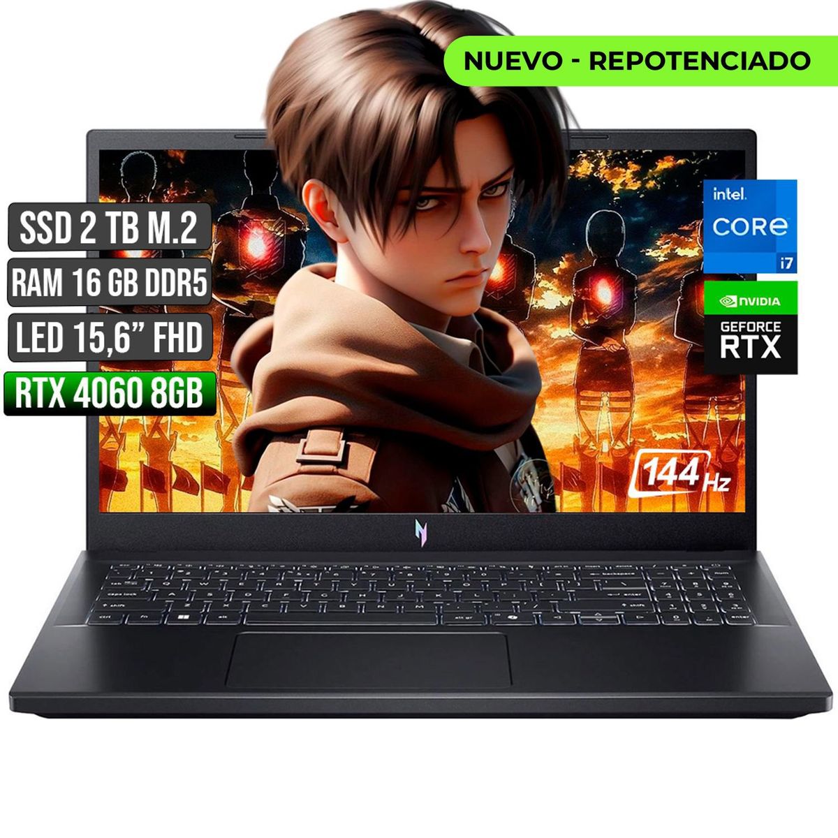 ACER - Portátil Acer Nitro Intel Core I7 RTX 4060 16GB RAM 2TB SSD 15.6"