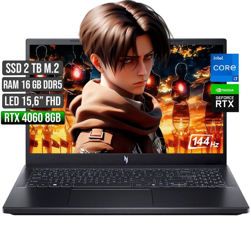 ACER - Portátil Acer Nitro Intel Core I7 RTX 4060 16GB RAM 2TB SSD 15.6"