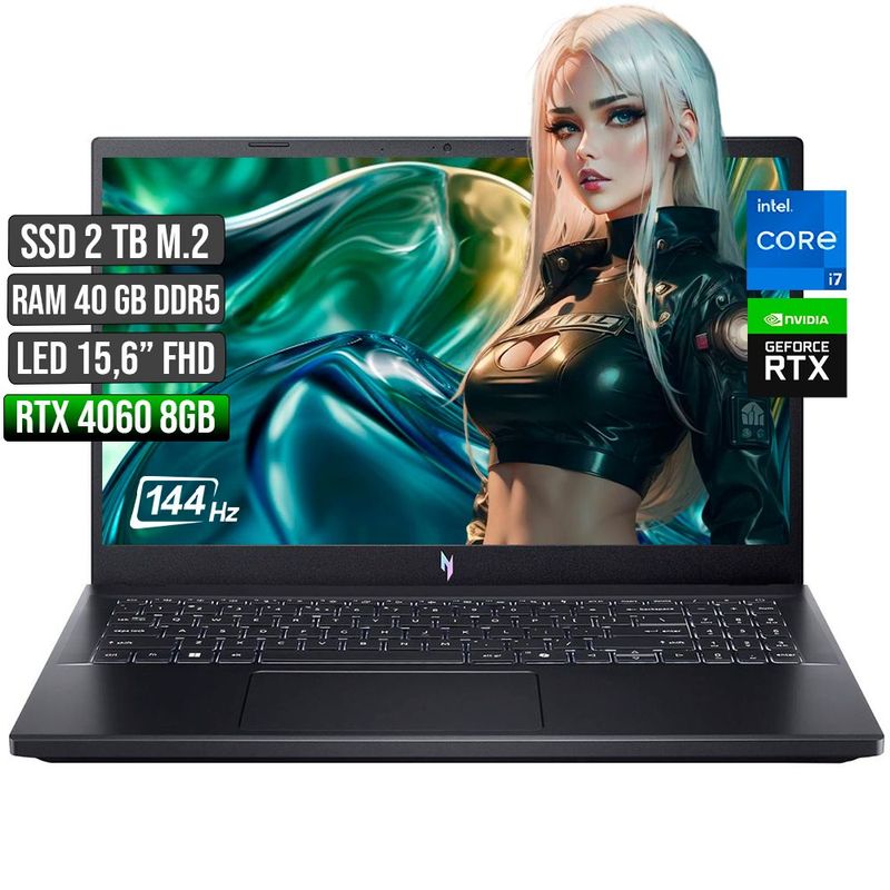 ACER - ACER NITRO INTEL CORE I7-13620H RTX 4060 8GB SSD 2TB RAM 40GB LED 15,6" FULL HD 144Hz