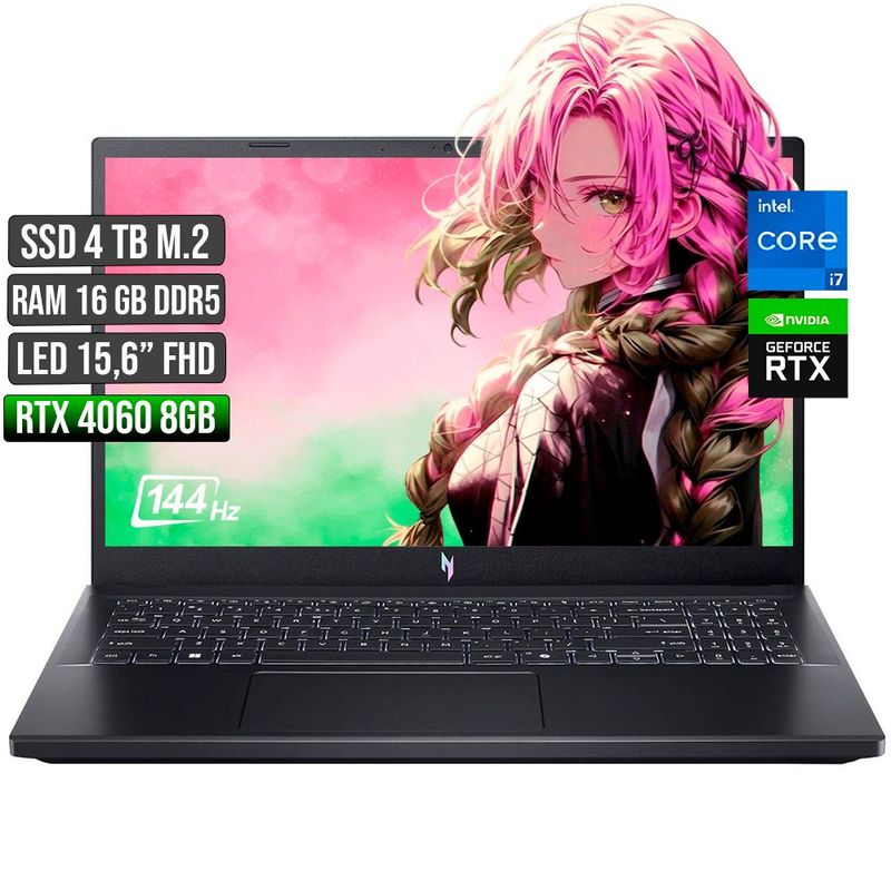 ACER - ACER NITRO INTEL CORE I7-13620H RTX 4060 8GB SSD 4TB RAM 16GB LED 15,6" FULL HD 144Hz