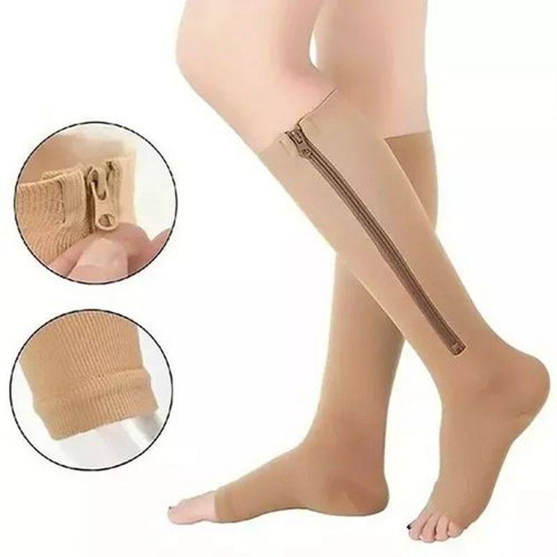 GENERICO - Medias De Compresión Zip Sox Beige Anti Varices Unisex Sm