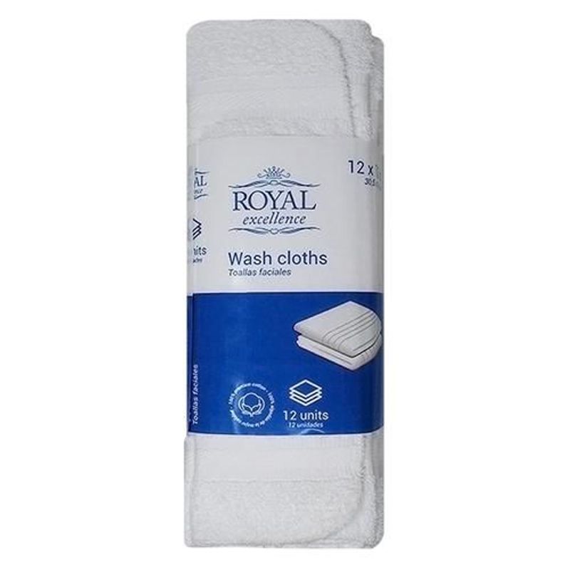 ROYAL - Royal Excellence Toalla Facial Blanca 12 Unidades 458258